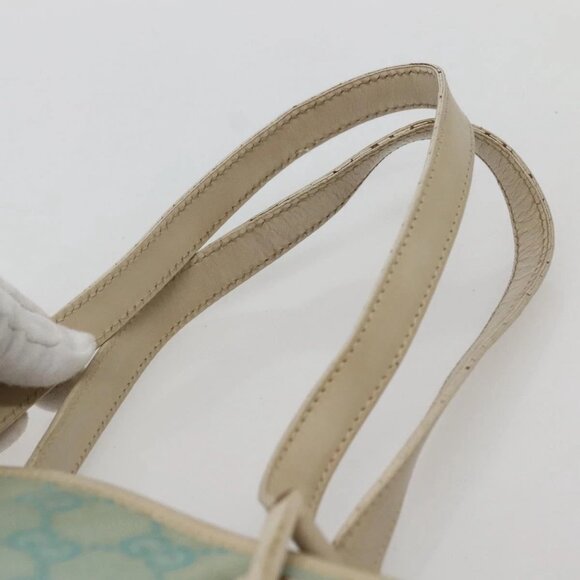 GUCCI GG Canvas Tote Bag Light Blue Gold 002 1099 Auth 130091 - Picture 9 of 16